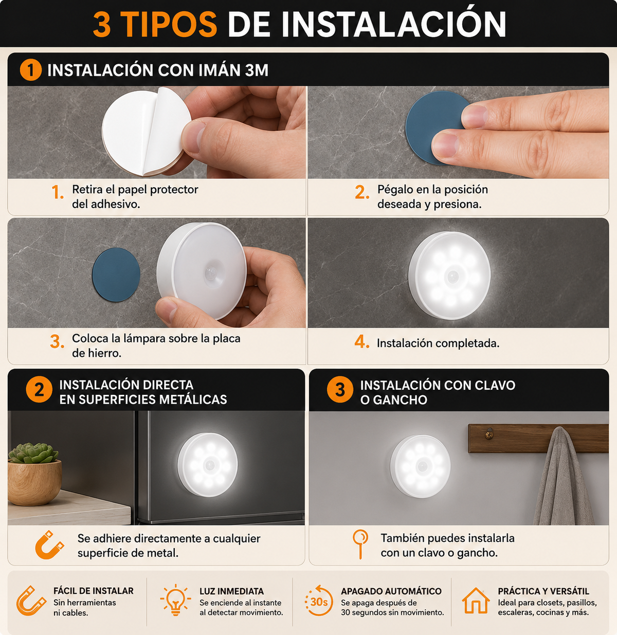 💡🚶‍♂️ Tu casa se ilumina sola cuando te movés 🌙🚶‍♂️ <br> ⚡ Sin cables • 🔋 Recargable • 🧲 Instalación fácil <br> <span style="color:#dc2626;font-weight:900;">🔥 OFERTA ESPECIAL: 25% DE DESCUENTO</span>