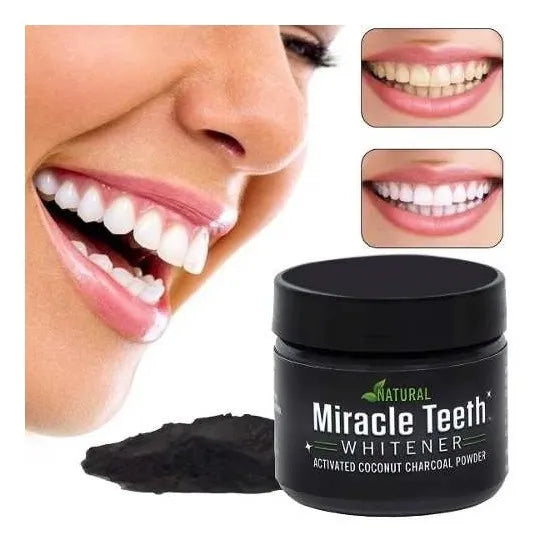 ✨ Miracle Teeth Whitener – Polvo Blanqueador Dental Natural con Carbón de Coco | Sin Peróxido | Como se ve en TV <br> <span style="color:#dc2626;font-weight:900;">🔥 OFERTA ESPECIAL: 25% DE DESCUENTO</span>